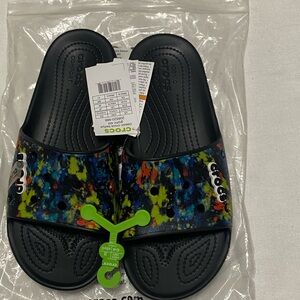 Classic CROCS Unisex Black and Multicolor Slide Sandals
